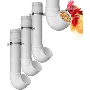 3Pack Automatic Chicken Feeder, PVC Pipe Hanging with Lid Hanging, for Chicken Poultry Feeder, Easy to Install and Clean