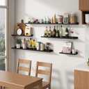 FLYJOE Picture Ledge Shelf, Small Floating Shelves Set of 8, 16 Inches Nursery Book Shelves for Toys Storage, Kids Bookshelf Wall Mounted for Living Room Bedroom Decor Books Photo Frames, Cool Black