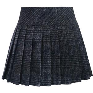 chouyatou Women's Casual Plaid High Waist A-Line Pleated Skirt (Small, H344-Charcoal)