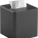 PU Leather Tissue Box Cover with Magnetic Closure, Modern Square Tissue Box Holder Decorative Organizer for Bathroom Vanity Countertop, Night Stands Bedroom Office Desk (Dark Grey)