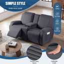 TAOCOCO Reclining Loveseat with Middle Console Slipcover, Polyester Fabric Stretch Loveseat Reclining Sofa Covers (Dark Gray, 2 Seat Recliner Cover with Console)