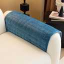 Velvet Couch Cover, Plush Sectional Sofa Cover Washable, Anti Slip Sofa Slipcover for Armrest & Backrest, Furniture Protector Covers for Pets & Kids(1PC, Black, 27.6"27.6", Single Seater) (Teal Blue)