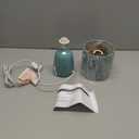 Simple Designs LT1134-SEA 10.04" Tall Traditional Ceramic Thimble Base Bedside Table Desk Lamp w Matching Fabric Shade for Home Decor, Nightstand, Bedroom, Living Room, Entryway, Office, Seafoam