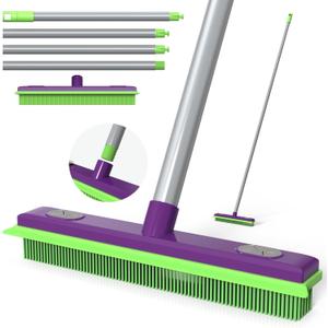 Rubber Broom Pet Hair Remover, Silicone Squeegee Brooms for Floor, Tile, Windows, Carpet Cleaning, 4-Section Pole up to 58 inches Rubber Broom Pet Hair Remover, Silicone Squeegee Brooms for Floor, Tile, Windows, Carpet Cleaning, 4-Section Pole up to 58 inches