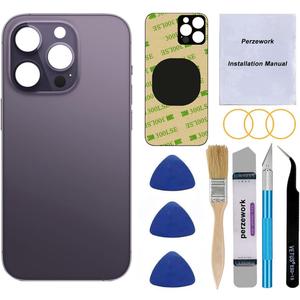 OEM Rear Back Glass Replacement for iPhone 14 Pro 6.1 inches with Reparing Tool Kit and Manual (Deep Purple)