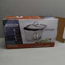 Anolon Nouvelle Stainless Steel Sauce Pan/Saucepan with Lid, 3.5 Quart, Silver