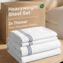 Extra Thick Heavyweight King Size, 4 Piece Embroidery Sheet Set - Navy
High End Super Luxury King Bed Set, Heavyweight Hotel Quality Sheets with Deep Pockets, Easy-Fit and Ultra-Soft, Breathable