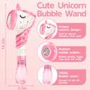 Unicorn Bubble Machine Wand Gifts for Kids Toddlers Age 1 2 3 4 5 6 7 8 Years Old Birthday Party Unique Cute Baby Outdoor Outside Summer Toy Easter Day Game for Little Girl Boy Include Solution Pink