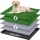 Dog Grass Pad with Tray Extra Large 47.6x29.2'',Portable Dog Litter Box with 2 Pcs Replacement Hemming Artificial Grass & Washable Reusable Pee Pads, Indoor Outdoor Fake Grass Pad for Dogs Potty
