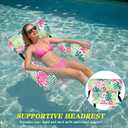 Blueweenly 2 Pack Inflatable Pool Float for Adult Adjustable Hammock Float Chair Fabric Pool Lounge Chairs Blow up Water Chairs Rafts for Summer Swimming Party Fun(Tropical,Pink, Yellow)