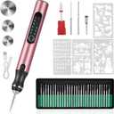 Electric Engraving Pen with 37 Bits, USB Rechargeable Cordless Engraving Machine, Portable DIY Rotary Engraver for Jewelry Wood Glass Stone Carving (Rose red)