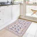 2x3 Entryway Rug 2x3 Washable Area Rugs Non-Slip Low Pile Throw Small Kitchen Rugs for Entryway Door Mat Indoor Entrance Bathroom,Printed Vintage Home Decor Rug (Pink Floral)