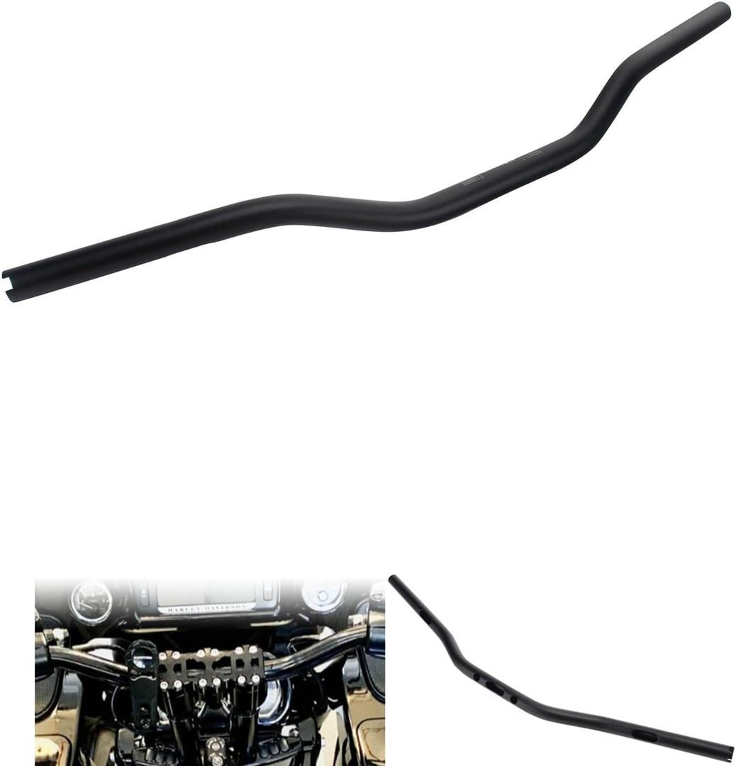 1" (25.4mm) Club Style Moto Bars CNC Aluminum Handlebar 32" Width for Harley Dyna Low Rider FXDLS Fat Street Bob FXDF FXDB FXBB Sportster (Black)