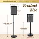 LEIFIDE 4 Pack Sign Holder Stand 8.5 x 11'' Adjustable Heavy Duty Pedestal Floor Sign Holder Poster Stand for Outdoor Indoor Advertising, Rotatable, Vertical & Horizontal View Displayed(Black)