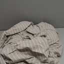 MooMee Striped Duvet Cover Set 100% Washed Cotton Linen Like Textured Breathable Durable Soft Comfy (Tannish Linen Grey White Wide Stripes, King 104"x90")