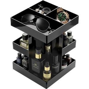 Cologne Organizer for Men 3 Tier Acrylic Waterproof Perfume Holder Cologne Stand with Rotate Waterproof Perfume Shelf,Husband Boyfriend Birthday Gift Ideas
