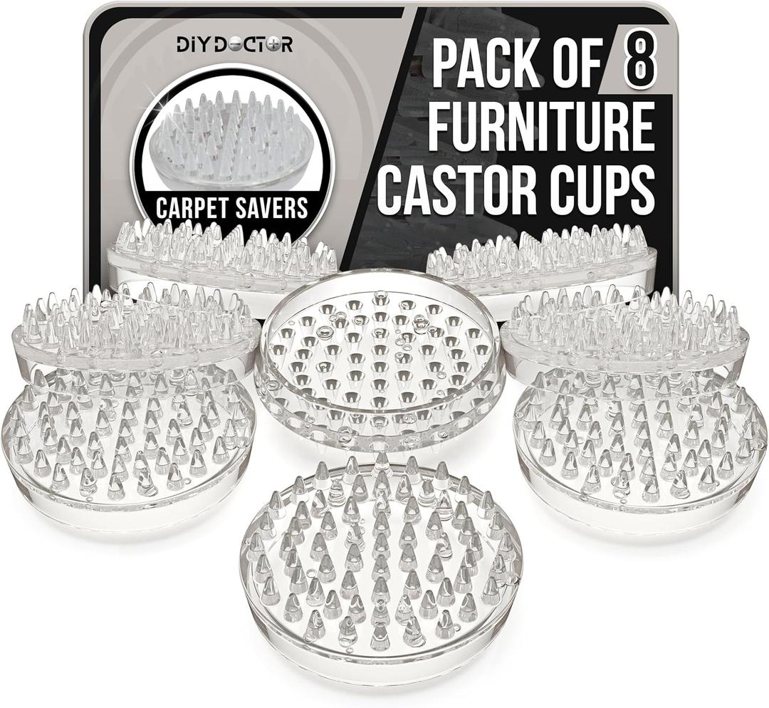DIY Doctor Furniture Caster Cups (8 Pack)  53 Spike Design Heavy Duty Carpet Protectors for Furniture Legs  Perfect for Home & Office Use