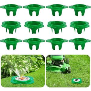 Adnee 12 Pcs Lawn Sprinkler Head Protector, 6 Inch Flower Shaped Sprinkler Donut with 3.8 Inch Inner Diameter, Green Outdoor Lawn Sprinkler Spray Guard to Reduce Damage from Cars and Mowers