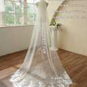 Chapel Length Sequin Lace Floral Wedding Bridal Veil with Comb