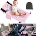 Toddler Airplane Bed - Airplane Seat Extender for Kids, Baby Travel Essentials for Flying, Baby Travel Footrest for Flying, Portable Toddler Plane Bed for 1-3 Years (Pink)
