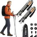 Trekking Poles, Lightweight 2 Pack Folding Hiking Poles with Metal Quick Lock, Adjustable Height, Aircraft-Grade Collapsible Aluminum Walking Sticks for Men & Women