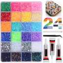 24000Pcs 24 Colors Resin Jelly Rhinestones for Bedazzling, Multicolor 3mm Flatback Gems for Diamond Art 3Pcs Jewelry Glue for Bedazzled Nail Art Makeup Crafting Book Shoes