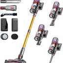 UNINELL HOME Cordless Vacuum Cleaner, 48000Pa 550W 65Mins Vacuum Cleaners for Home,LED Touch Display, Anti-Tangle Stick Vacuum Self-Standing, Vacuum Cordless Rechargeable for Pet Hair/Carpet (Gold)