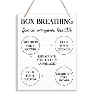 Box Breathing Sign, Focus On your Breath Sign, Therapy Decorations, Hanging Wooden Plaques Decor, Calming Down Corner Decor, Coping Skills Sign Decorate, School Counseling Room Decors (08)