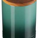 Le Creuset Signature Large Salt Cellar and Storage Canister with Wood Lid, 26 oz., Artichaut