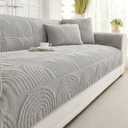 Vctops Velvet Plush Couch Sofa Cover Geometric Quilted Sectional Couch Covers Non Slip Fluffy Soft Sofa Slipcover for Dogs, Children, Pets Furniture Protector (Grey,28"x28")