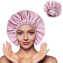 3 x Shower Cap for Women, Double Layer Waterproof Bath Cap, Reusable Hair Protector, Large Waterproof Shower Bonnet Washable Elastic Band Bath Hair Hat for Long Hair, Braids - Purple