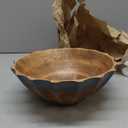 Folkulture Natural Wave Salad Bowl | 11 Large Mango Wood Serving Bowl with Dual Ribbed Design | Wooden Bowl for Salad, Fruit & Pasta | Kitchen Island & Dining Table Dcor