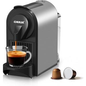 CHULUX Compact Espresso Machine, 20 Bar Single Serve Coffee Maker, Dual Brew Sizes for Espresso and Lungo, 1400W Rapid Brewing, Mystic Gray (Upgrade Model)