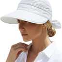 2-in-1 Womens Sun Visor Sun Hat Zipper Off Ponytail Friendly, Lightweight Quick Dry, Summer UV Protection (White)