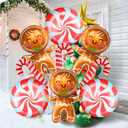 3 x Christmas Balloons Decorations, Gingerbread Balloons, Candy Cane Foil Mylar Balloon for Gingerbread Christmas Party Decorations, New Year, Birthday Party Supplies (Red)