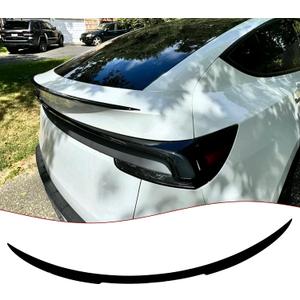 STSEV01 Rear Spoiler Fit for Tesla New Model Y Juniper 2026, Sporty V-Style Performance Appearance Type Wing, Trunk DeckLid Lip Exterior Accessories, Tape Installation (Glossy Black)