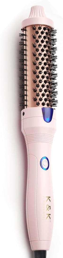 K&K 1.25 Inch Tourmaline Ionic Hot Brush Hair Curler for Loose & Volume Curls, Long Hair Heated Styler, Dual Voltage