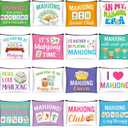16 Pcs Mahjong Cosmetic Bag Gifts for Women Mahjong Makeup Bag Mah Jong Zippered Pouch for Lover Player Mothers Birthday Party Lucky Mah Jong Gift Coquette Accessories (Styles 2)