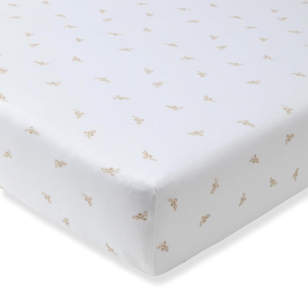 Burt's Bees Baby Essential Organic Cotton Fitted Crib Sheet, Breathable for Boy Girl Standard Crib & Toddler Mattresses (1-Pack)