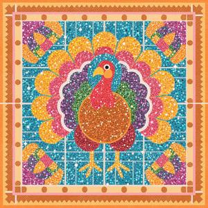 10PCS 12x12 Inch Colorful Thanksgiving Turkey with Candy Corn Floor Tiles Peel and Stick Removable Self Adhesive DIY Vinyl Flooring Stickers for Kitchen Bathroom Living Room Home Decor