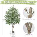 Hollyone Faux Olive Tree 7Feet Tall Fake Olive Tree 7FT with Pot Indoor Lifelike Wood Trunk and Fruits Large Potted Artificial Tree Plant with Tall Ceramics Pot Planter Housewarming Home Decor Gift