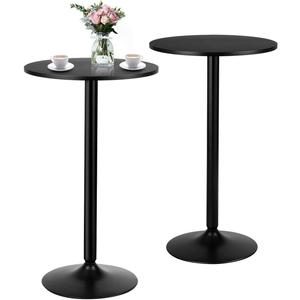 HOMGX Modern Minimalist Black 24" x 24" x 40" Standing Cafe Table Set of 2, 40-Inch Height Cocktail Table with Sturdy Metal Base & MDF Tabletop