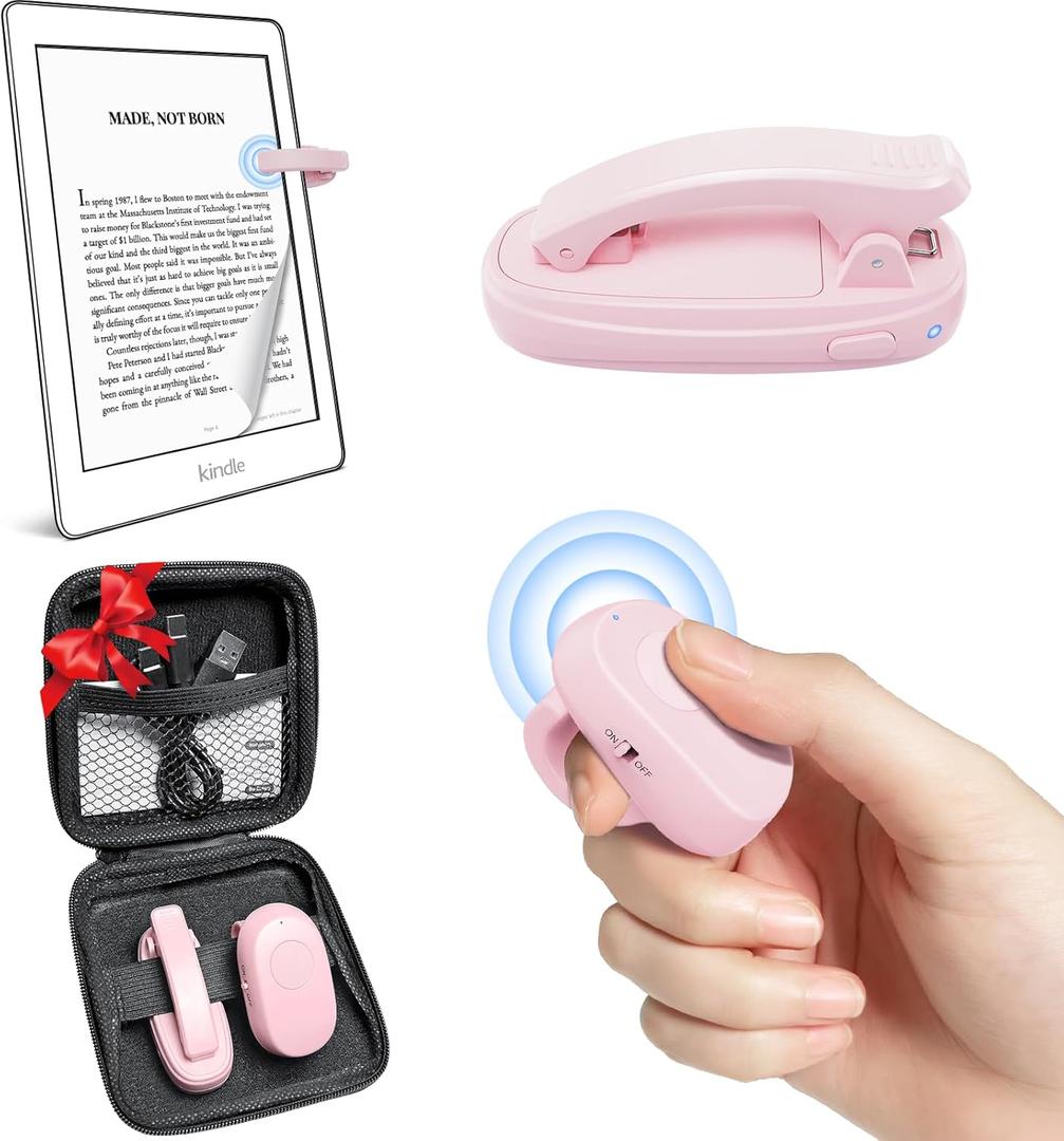 (1 Clip) Kindle Page Turner Remote Control,Finger Ring Rechargeable Pad Ereader Amazon Kindle Button Clicker,Kindle Scroller Paperwhite Scribe Oasis Android Tablets Reading Accessories Gifts
