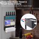 Paper Towel Holder with Shelf, Magnetic Shelf Bracket Rack, Heavy Duty Rustic Paper Towel Holder with 2 Removable Hooks, Metal Tissue Holder for Tool Shed, Garage, Kitchen