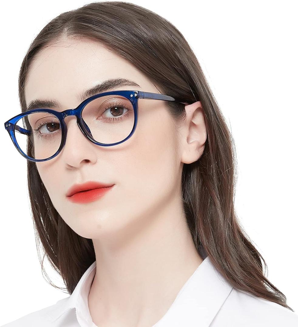 MARE AZZURO Large Round Bifocal Reading Glasses Women Blue Light Blocking Readers, 1.0 x