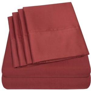 Full Size Bed Sheets - 6 Piece 1500 Supreme Collection Fine Brushed Microfiber Deep Pocket Full Sheet Set Bedding - 2 Extra Pillow Cases, Great Value, Full, Burgundy