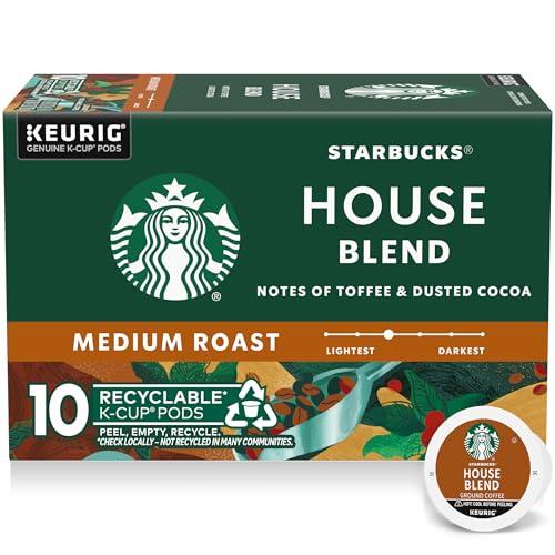 Starbucks K-Cup Coffee Pods, Medium Roast Hot or Iced Coffee, House Blend, 10 Keurig Pods, Pack Of 6, BB Date 05/11/2026
