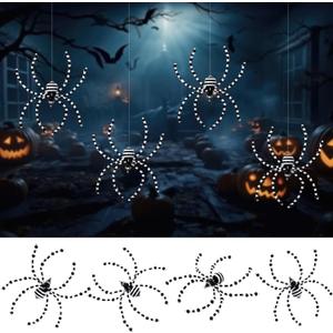 Reallnaive 8 Pcs Black and White Halloween Spider Ornament Beaded Hanging Ornaments Decorations for Halloween Decor Gift