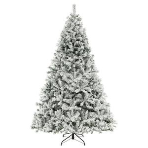 8 FT Pre-Lit Christmas Tree 3-Minute Quick Shape Flocked Decor with 600 LED Lights