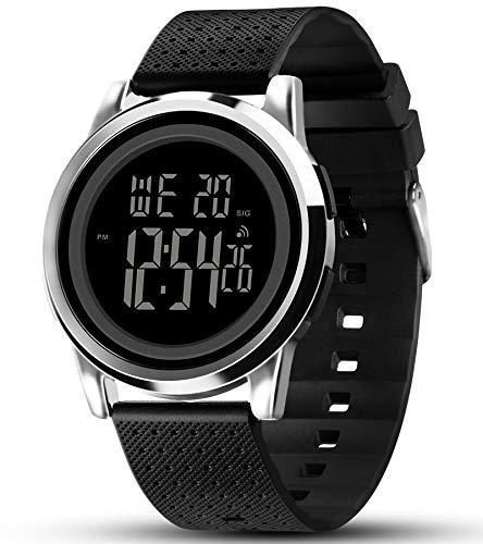 YUINK Mens Watch Ultra-Thin Digital Sports Watch Waterproof Stainless Steel Fashion Wrist Watch for Men Women